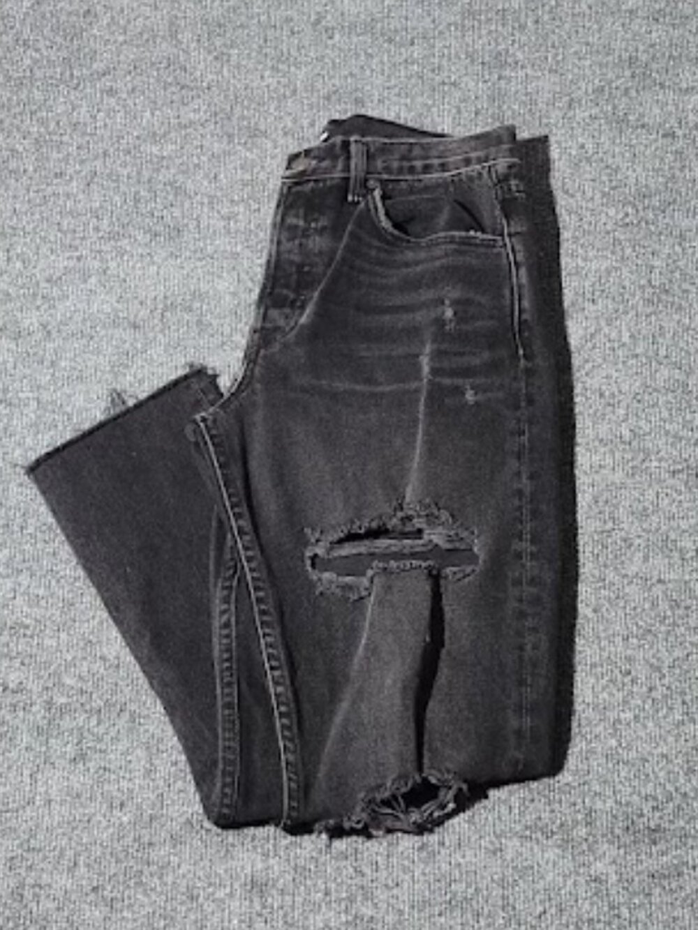 GRLFRND Karolina Jeans Size 27 Black Wash High Rise Raw Hem Made USA